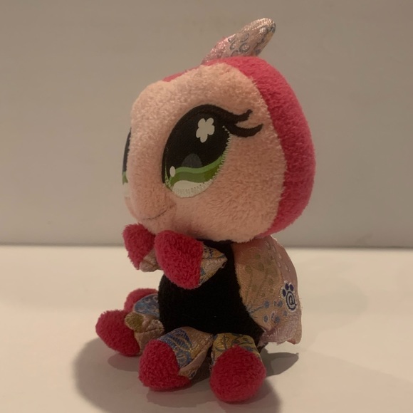 Small Littlest Pet Shop Stuffed Pink & Black Ladybug plush (730) - Picture 2 of 4